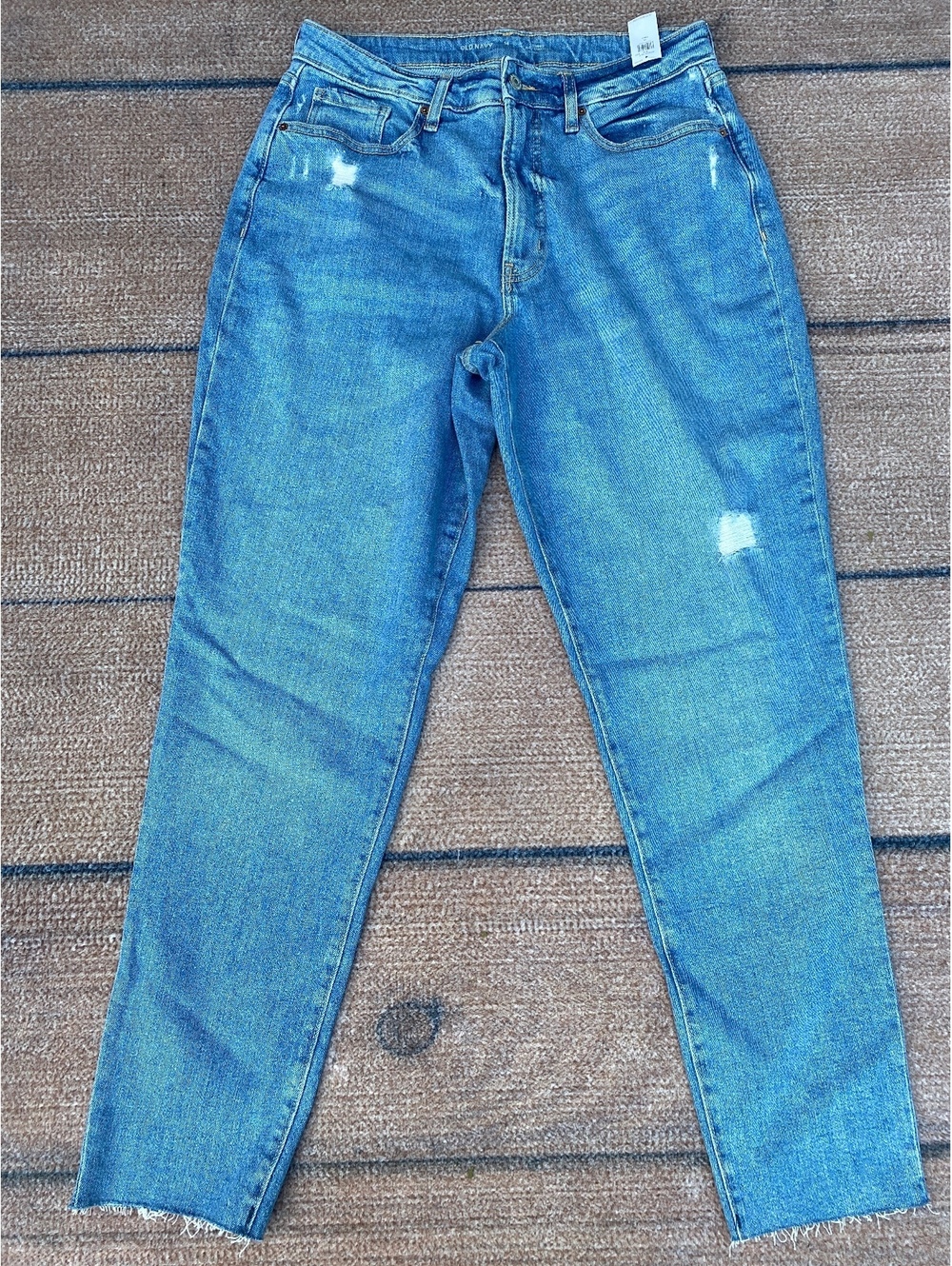Old Navy Curvy O.G. Straight Leg Jeans 14 Tall new with tags distressed blue